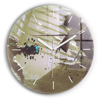 Reloj redondo pared Lucha entre robot y samurai
