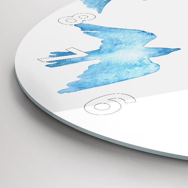 Reloj de cristal redondo Pájaros azules volando