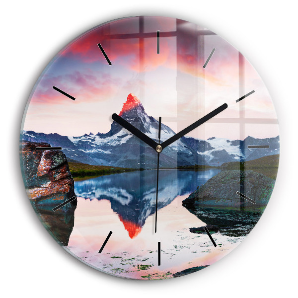 Reloj redondo pared Lago Stellisee Matterhorn