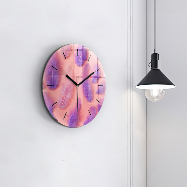 Reloj de pared redondo Plumas de colores