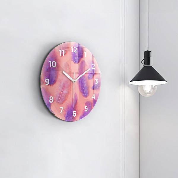 Reloj de pared redondo Plumas de colores