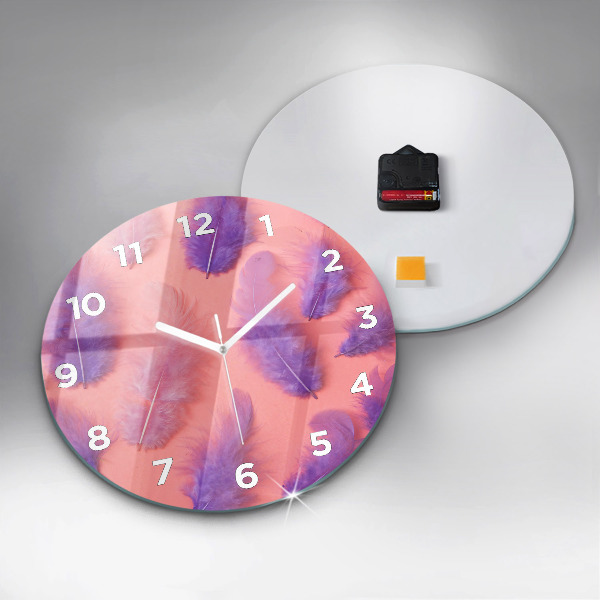 Reloj de pared redondo Plumas de colores