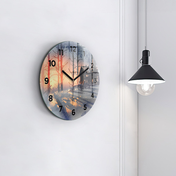 Reloj de pared redondo Paisaje invernal de árboles