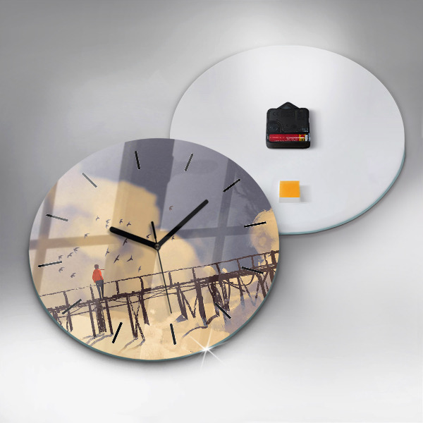 Reloj de cristal redondo Hombre en un viejo puente