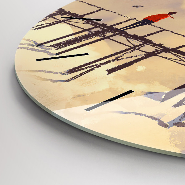 Reloj de cristal redondo Hombre en un viejo puente