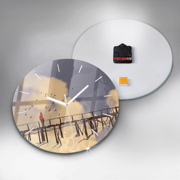 Reloj de cristal redondo Hombre en un viejo puente