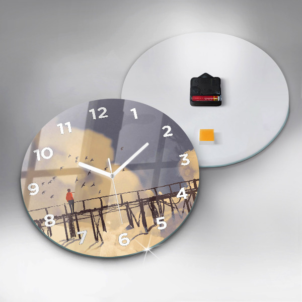 Reloj de cristal redondo Hombre en un viejo puente