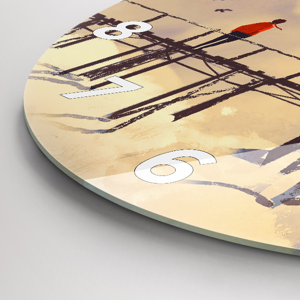 Reloj de cristal redondo Hombre en un viejo puente