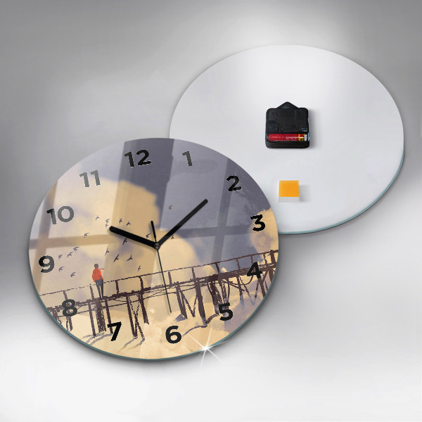 Reloj de cristal redondo Hombre en un viejo puente