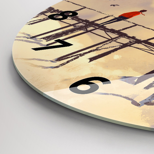 Reloj de cristal redondo Hombre en un viejo puente