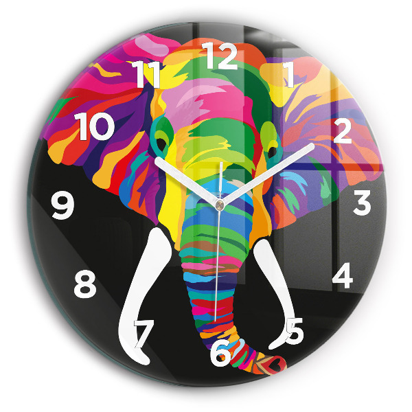 Reloj de pared redondo Elefante de colores