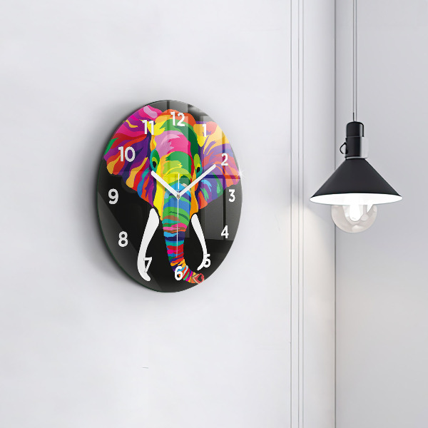 Reloj de pared redondo Elefante de colores