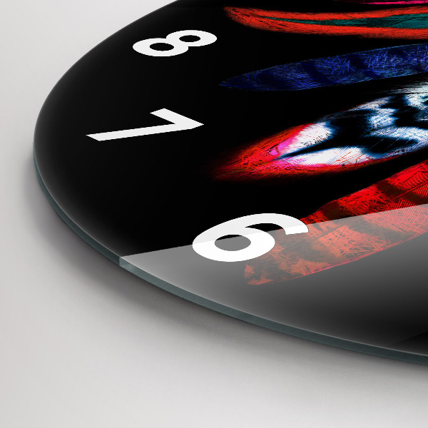 Reloj de cristal redondo Plumas de pájaro en colores