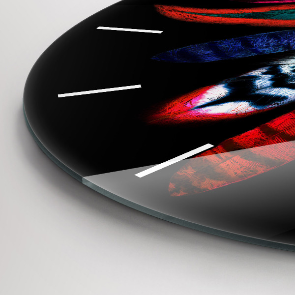 Reloj de cristal redondo Plumas de pájaro en colores