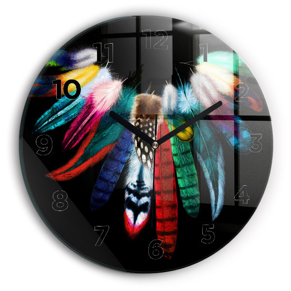 Reloj de cristal redondo Plumas de pájaro en colores