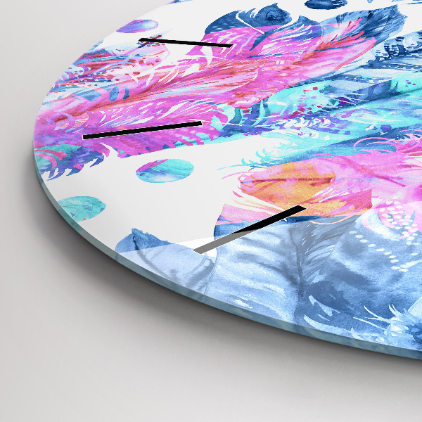 Reloj redondo pared Plumas de colores