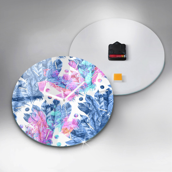 Reloj redondo pared Plumas de colores