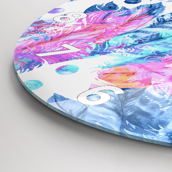 Reloj redondo pared Plumas de colores