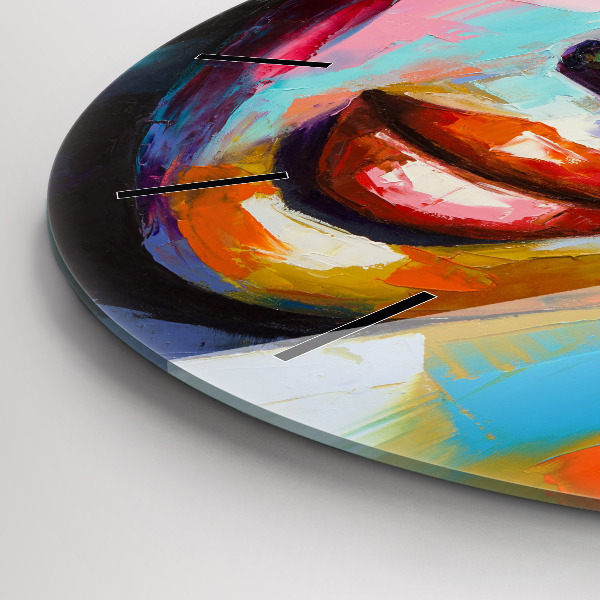 Reloj de cristal redondo Cara de mujer coloreada