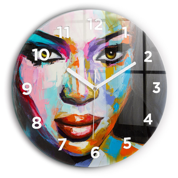 Reloj de cristal redondo Cara de mujer coloreada