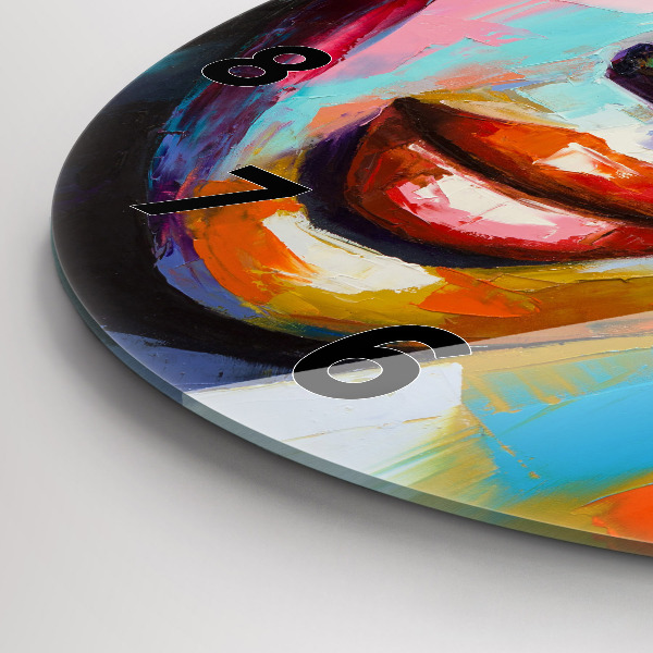 Reloj de cristal redondo Cara de mujer coloreada