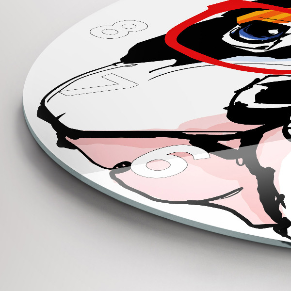 Reloj de cristal redondo Bulldog francés con gafas