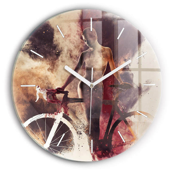 Reloj redondo pared Mujer y bicicleta