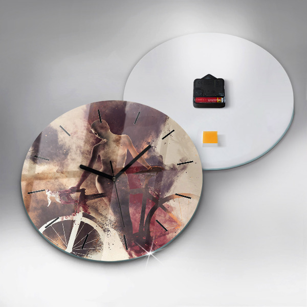Reloj redondo pared Mujer y bicicleta