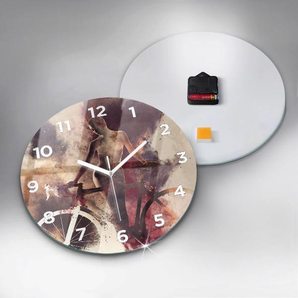 Reloj redondo pared Mujer y bicicleta