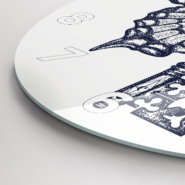 Reloj de pared redondo Mariposa y llave - estilo boho