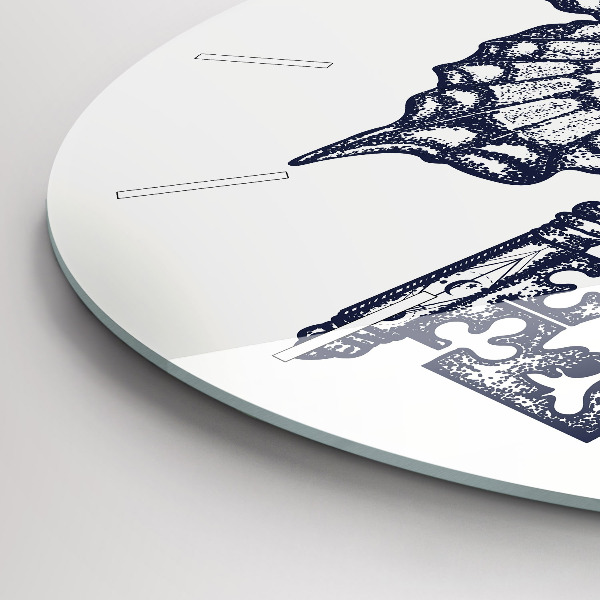 Reloj de pared redondo Mariposa y llave - estilo boho