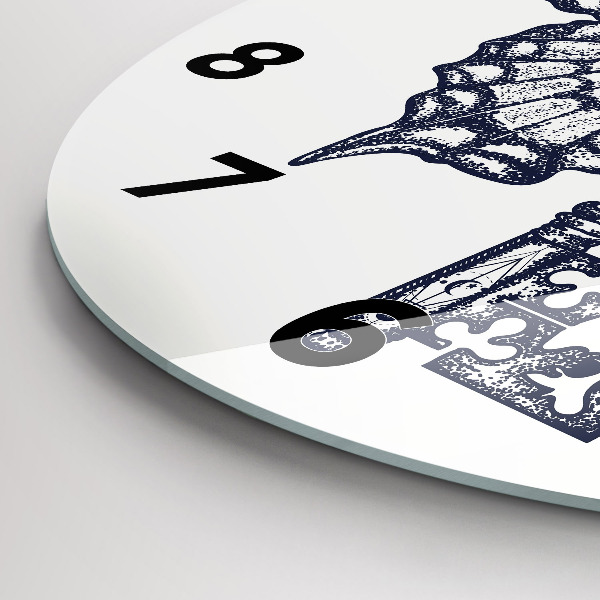 Reloj de pared redondo Mariposa y llave - estilo boho