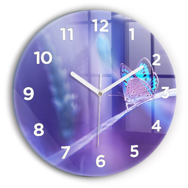Reloj de pared redondo Mariposa sobre hierba