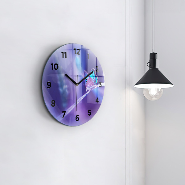 Reloj de pared redondo Mariposa sobre hierba