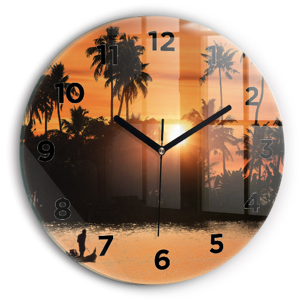 Reloj de pared redondo Puesta de sol Palmeras Vacaciones