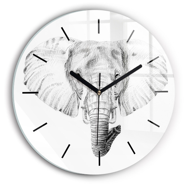 Reloj de pared redondo Vector cabeza de elefante
