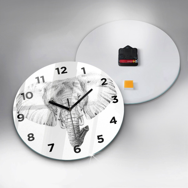 Reloj de pared redondo Vector cabeza de elefante