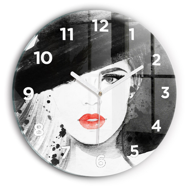 Reloj de pared redondo Mujer con sombrero