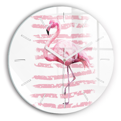 Reloj de cristal redondo Gráfico de flamenco