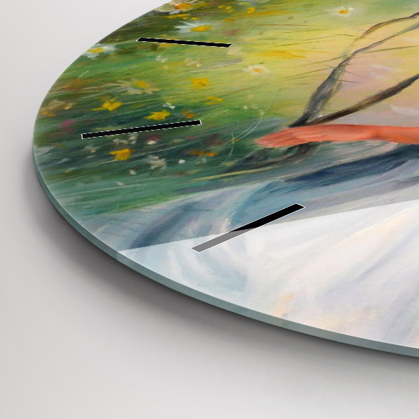 Reloj de pared redondo Hermosa mujer con un caballo