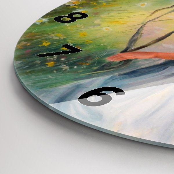 Reloj de pared redondo Hermosa mujer con un caballo