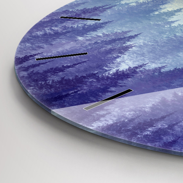 Reloj de cristal redondo Bosque en la niebla