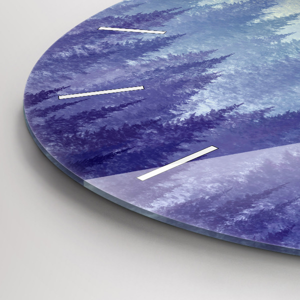 Reloj de cristal redondo Bosque en la niebla