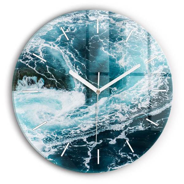 Reloj de cristal redondo Olas espumosas