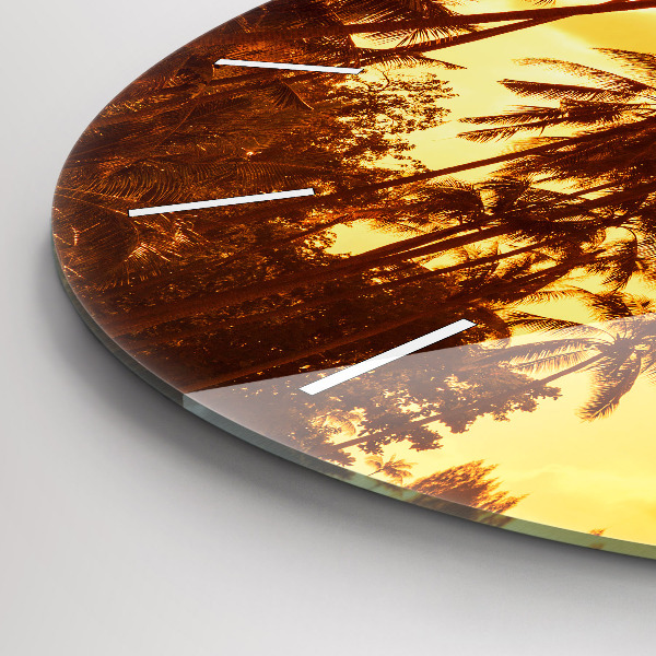 Reloj de cristal redondo Palmeras soleadas