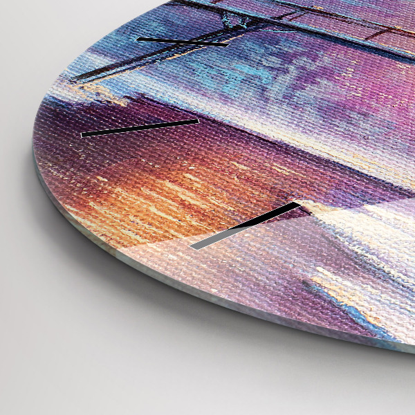 Reloj redondo pared Árbol de Navidad y puente