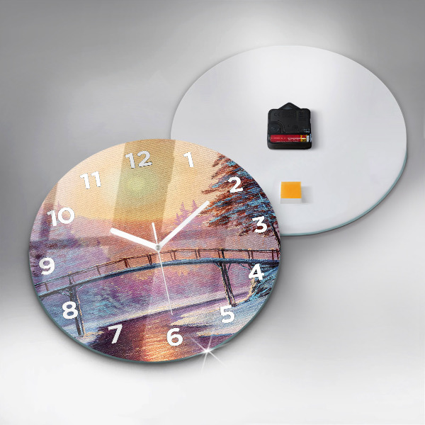 Reloj redondo pared Árbol de Navidad y puente