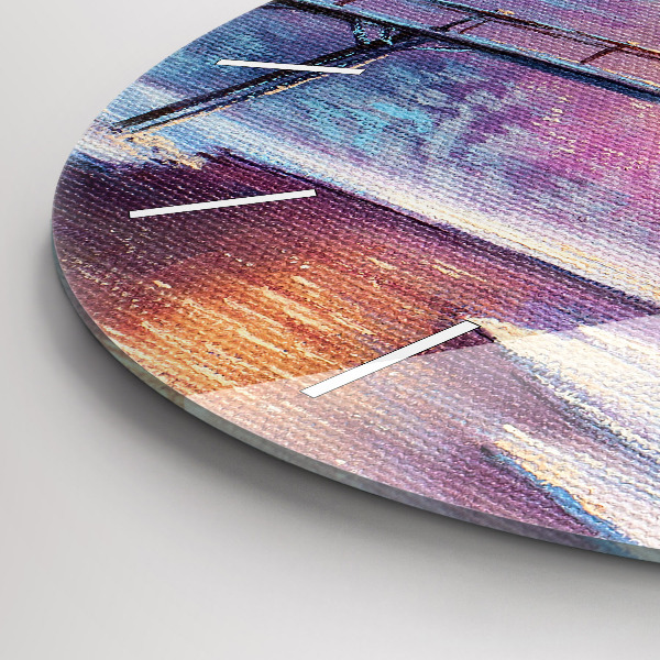 Reloj redondo pared Árbol de Navidad y puente