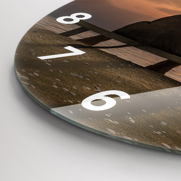 Reloj de cristal redondo Animales Puesta de sol