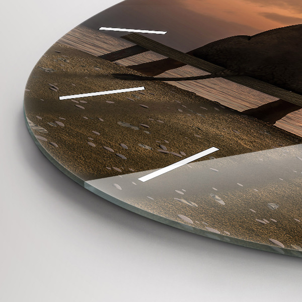 Reloj de cristal redondo Animales Puesta de sol